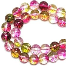 10mm Crackle Crystal Glass Round Jewelry Beads 35-38pcs, Watermelon