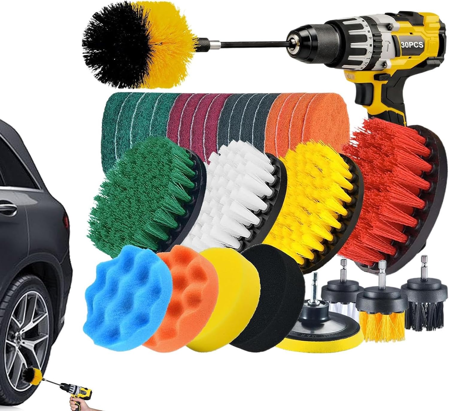 Car Brush Kit – Auto Care Polishing Scrub Pads Sponge | Auto Detailing Drill Brush Set,for RV Truck Vehicle Sedan Automotive Car Brush Kit – Auto Care Polishing Scrub Pads Sponge | Auto Detailing Drill Brush Set,for RV Truck Vehicle Sedan Automotive