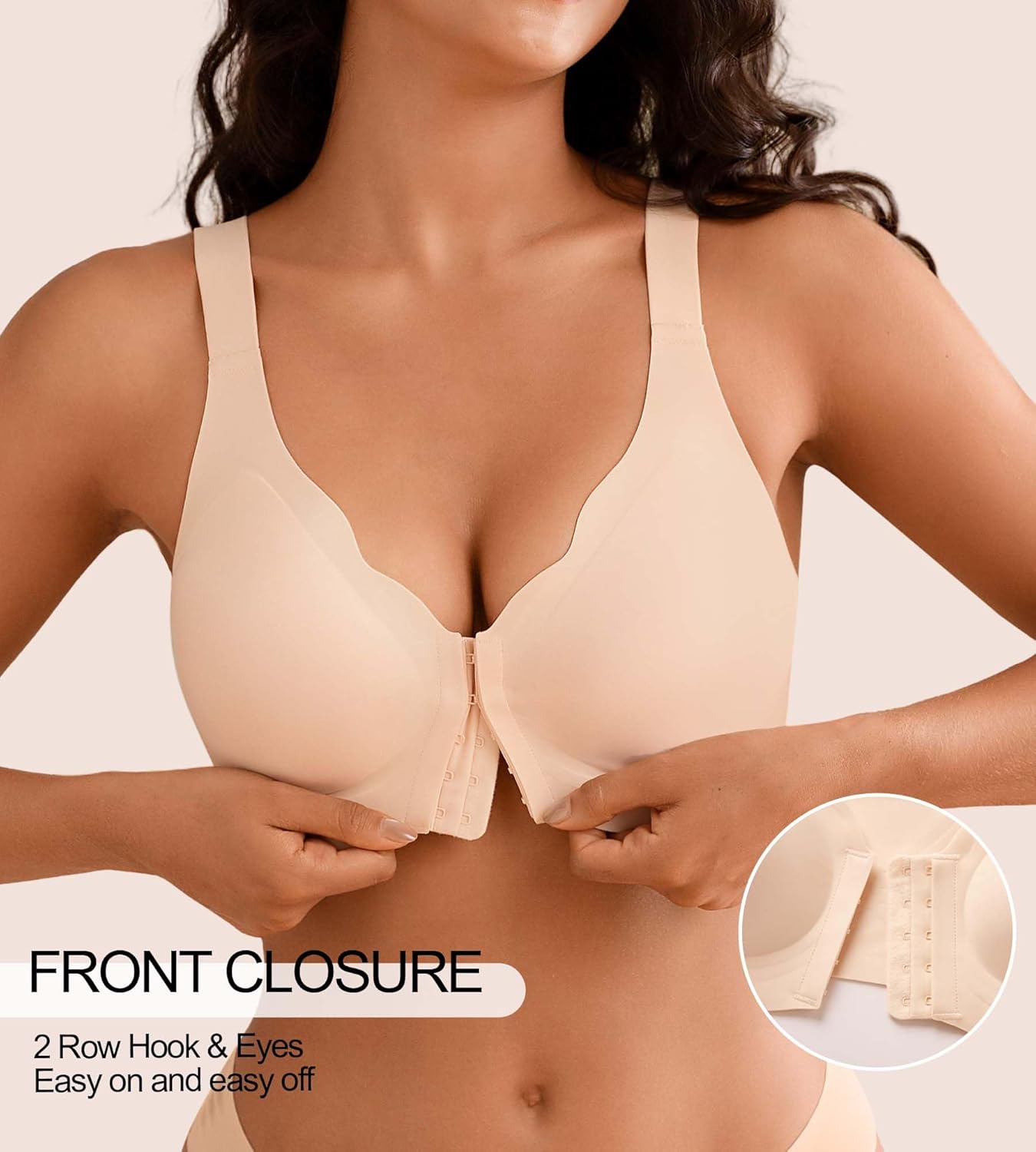 Posture Bras for Women Front Closure Push Up Bra No Underwire Back Support Bra - Image 2
