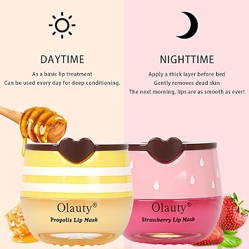 6 PCS Bee Lip Balm Honey Pot,Moisturizing Honey Lip Mask Lip Balm,Teacher Appreciation Gifts,Birthday Gifts for Women Girls,Honey Lip Balm Lip Mask,Propolis Lip Sleeping Mask