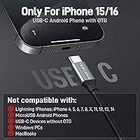 Vista 3 de Teslong Cámara de boroscopio USB-C de 50 pies con luz, solo compatible con teléfonos Android iPhone 15/16/17, endoscopio flexible impermeable de 50