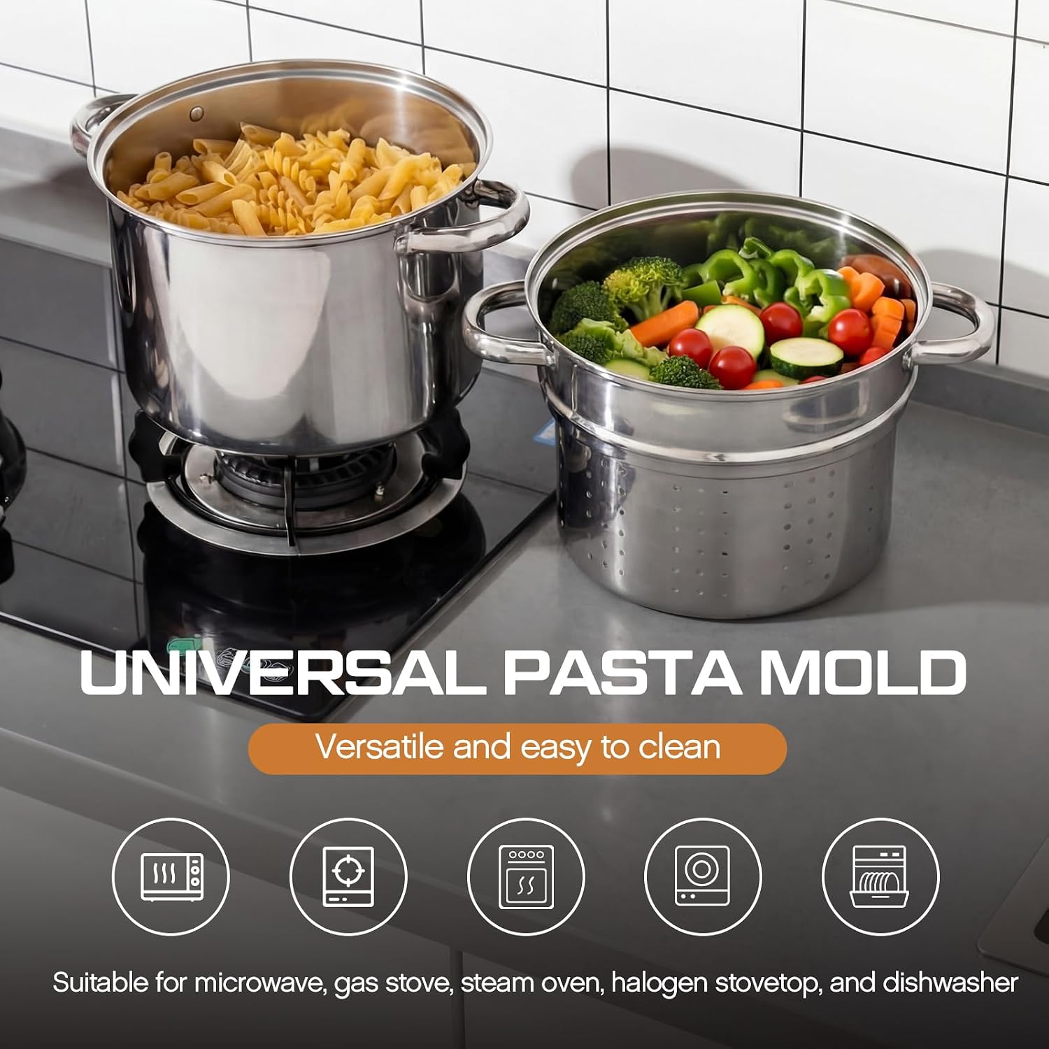 Mifoci 6 Qt Stainless Steel Pasta Strainer Insert for Pot Pasta Insert with Handles Steamer Basket Fits 6 and 8 Quart Stock Pots Cookware, Dishwasher Safe image 4