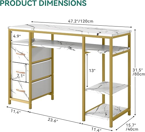 Miniatura 2 de YITAHOME Mesa de manicura con 3 cajones, escritorio de uñas de 47.2 pulgadas con almacenamiento para salones y spas en casa, diseño duradero y