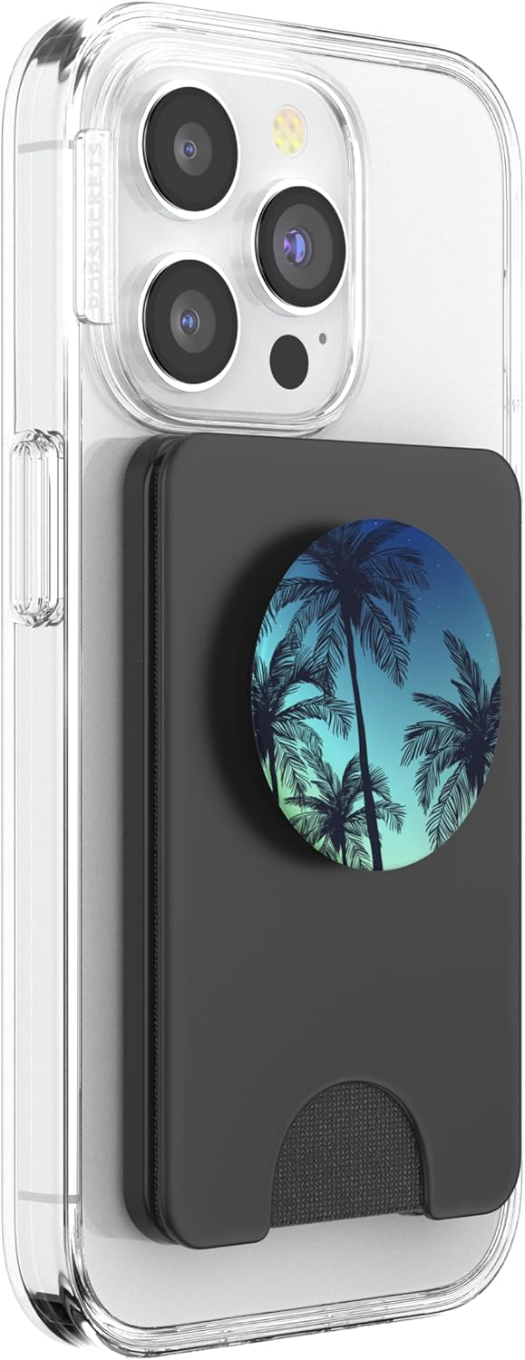 Palm Tree Sunset - Tropical Island Night Scene Beach Theme PopSockets PopWallet for MagSafe