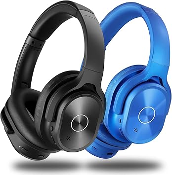 zihnic 2 items1 black active noise cancelling headphones bundle with 1 blue bluetooth wireless headset
