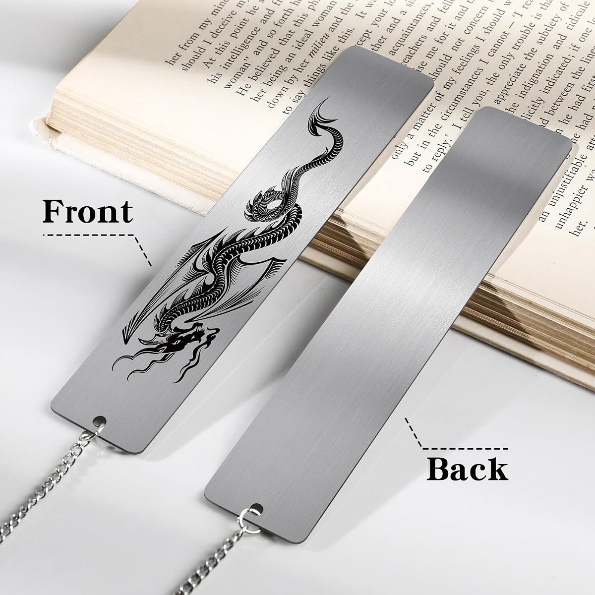 Bamboo Bookmark with Dragon Pendant view 2