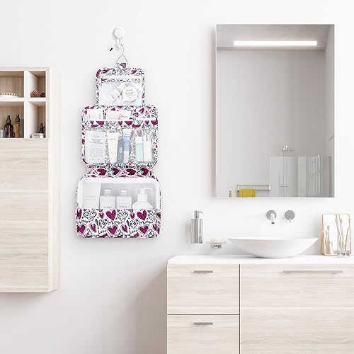 Miniatura 27 de Mossio Neceser colgante con gancho resistente, organizador de viaje grande portátil para maquillaje cosmético para hombres y mujeres Beige,Pájaro