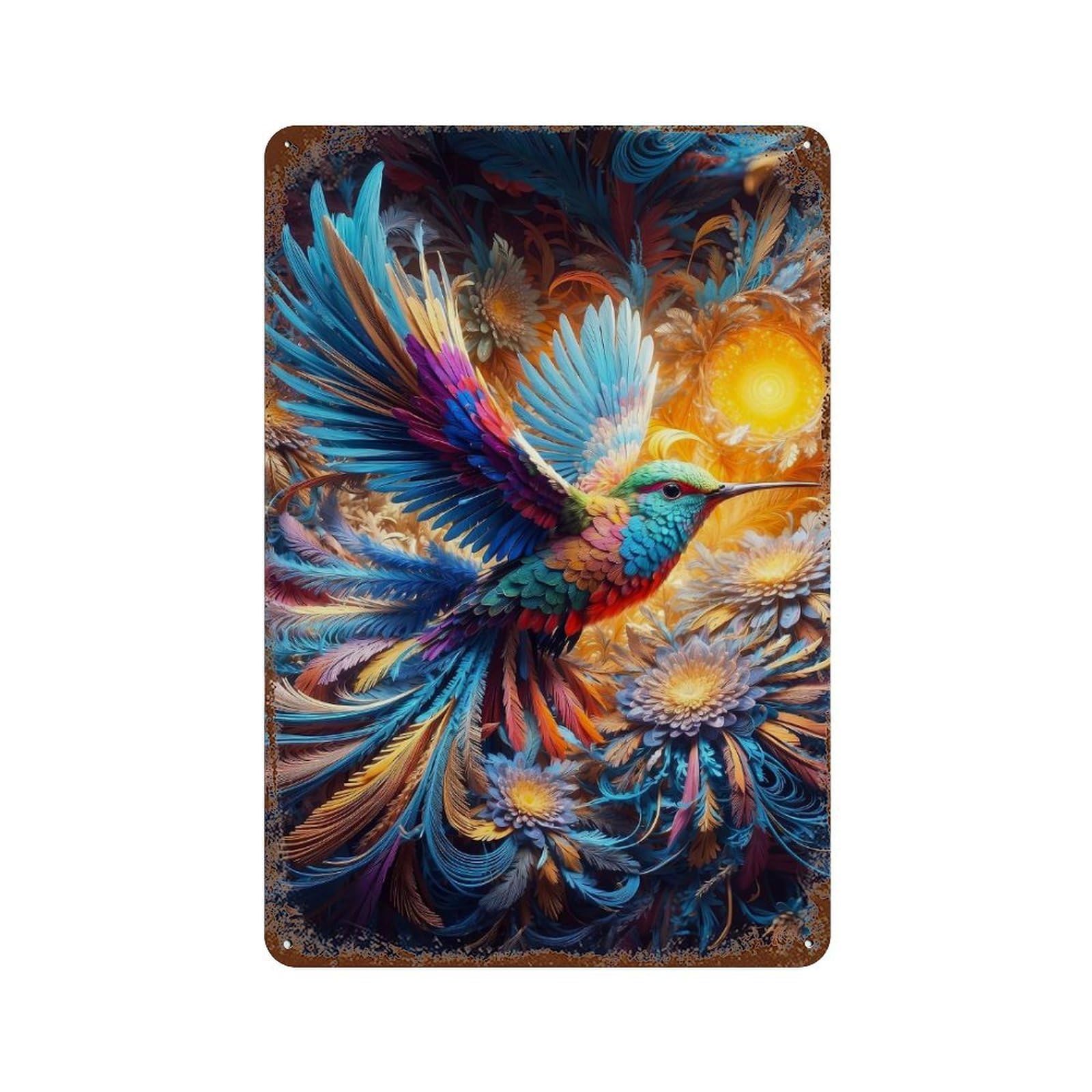 Decorative Tin Sign with Symphony of Flight Design 11.8"x7.9", for Farmhouse, Kitchen And Entryway Decor, Decorative Metal Wall Art