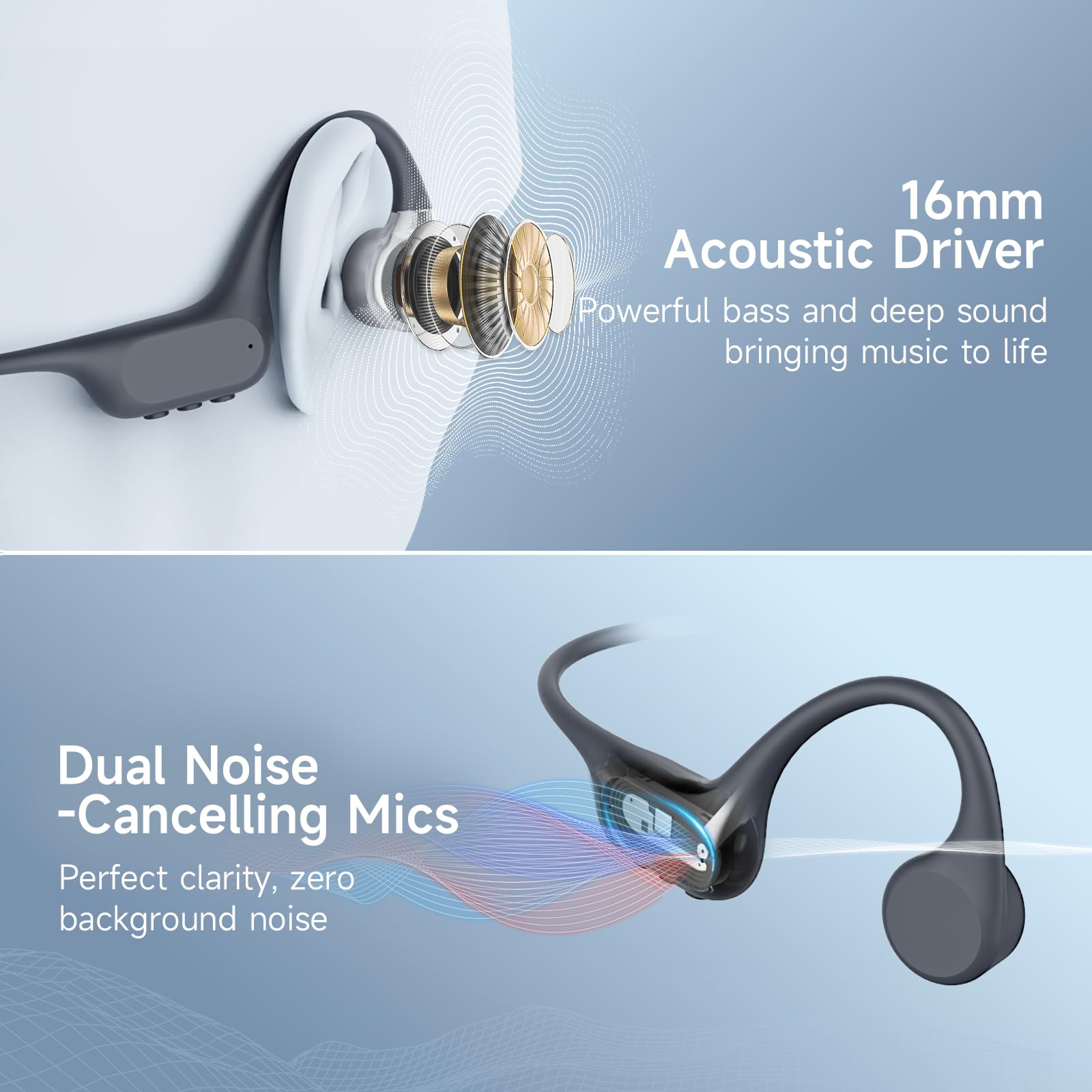 MONODEAL Casque à Conduction osseuse avec Micro, écouteurs Bluetooth 5