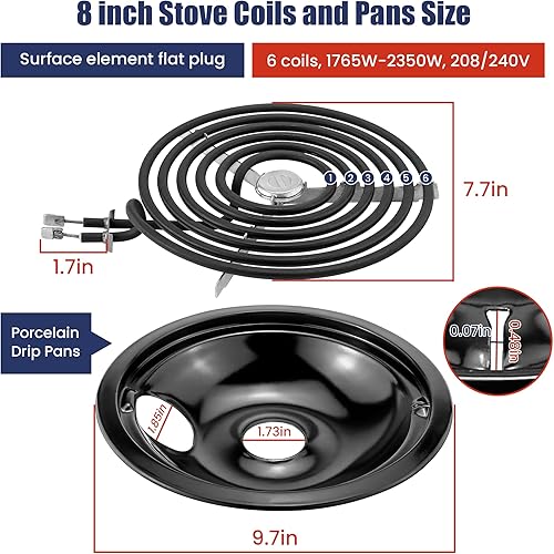 Miniatura 2 de Bandejas de goteo de porcelana WB31M20 WB31M19 y quemadores de estufa eléctrica WB30M1 WB30M2 de repuesto para estufa de G*E Hot*Point, incluye 4
