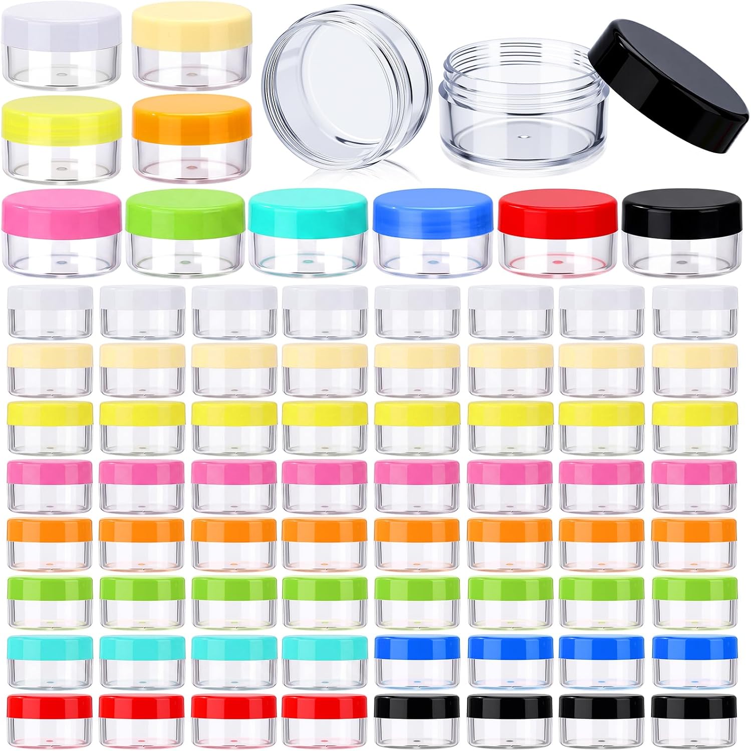 100 Pcs Refillable Cosmetic Sample Jars Multi Color Small Travel Containers with Lids Round Leak Proof Cosmetic Jars Wide Mouth for Lotion Cream Ointment Makeup Travel Storage(1.06 oz)