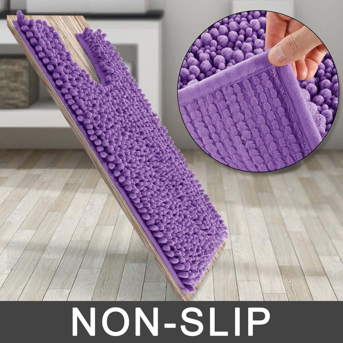 Yimobra Alfombrilla de baño de Chenilla con Forma de U para baño, máxima absorción, Suave y acogedora, Secado rápido, Antideslizante, Lavable a máquina, 24.4 x 20.4 Pulgadas