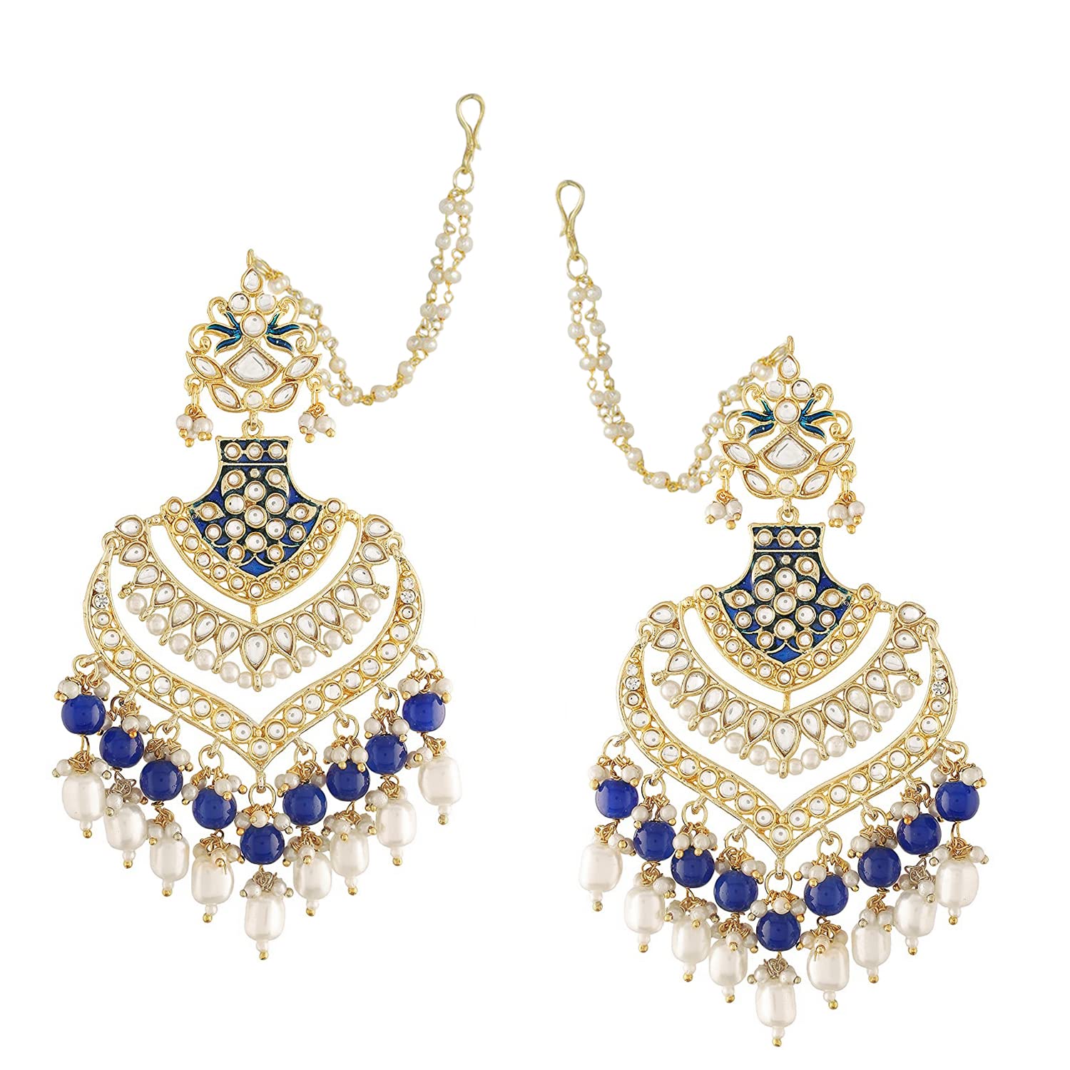 Peora Indian Traditional Gold Plated Pink Kundan Pearl Dangling Earrings With Chain Jewellery for Women (B09X19TKTL) Amazon Price History, Amazon Price Tracker