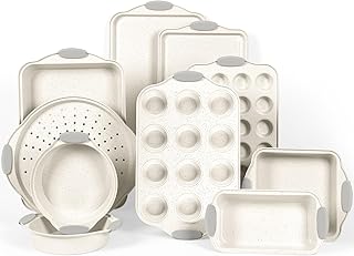 10-Piece Nonstick Baking Pans Set, Stackable Non-Toxic Bakeware Sets wit...