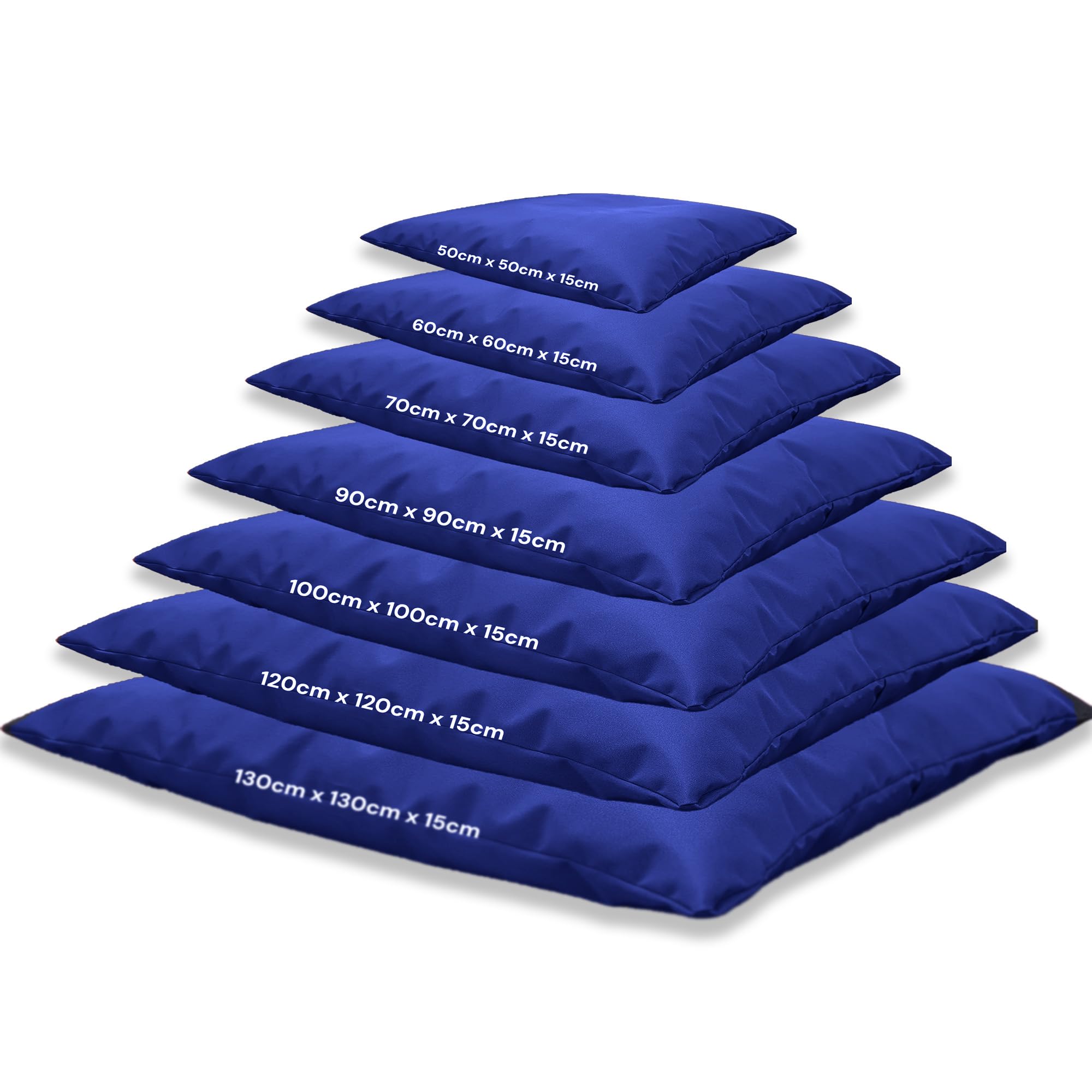 Kosiproducts Beanbag Floor Square Cushions Pillow indoor outdoor garden Water Resistant 100% Polyester [50cmx50cm, Navy Blue]