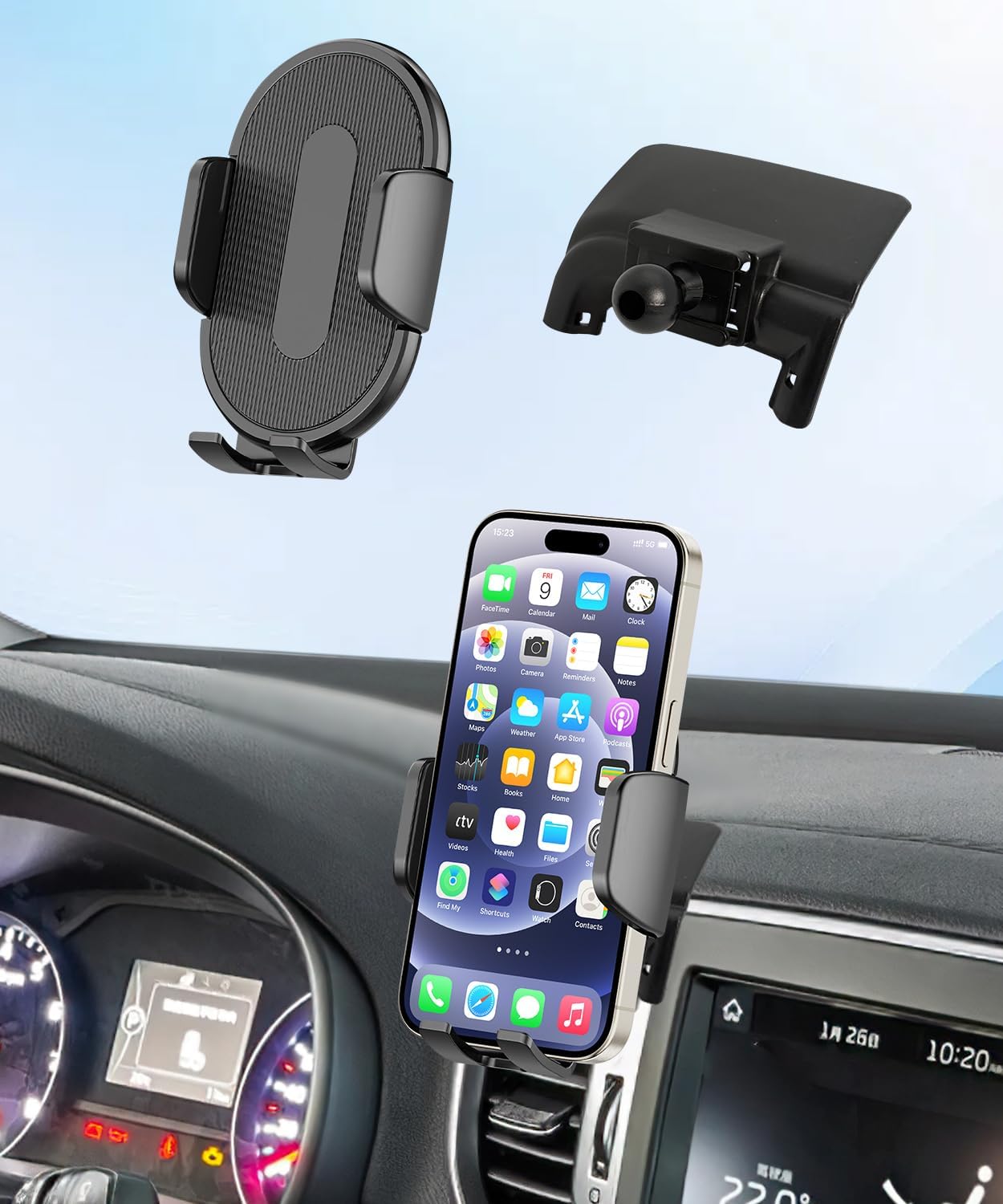 Car Phone Holder for Kia Sportage 2017-2022 Auto Accessories，One Hand Place & Pick，360° Rotation，Hands Free，for 4.7-7 inch Phones