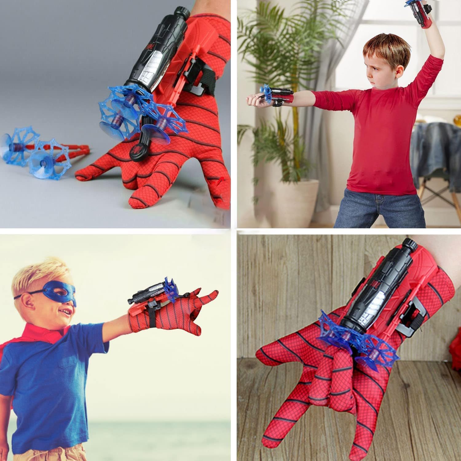Guanti Lancia Ragnatele Spider-Man Per Bambini - Set Con 2 Guanti, Lanciatori E Dardi A Ventosa - Foto 2