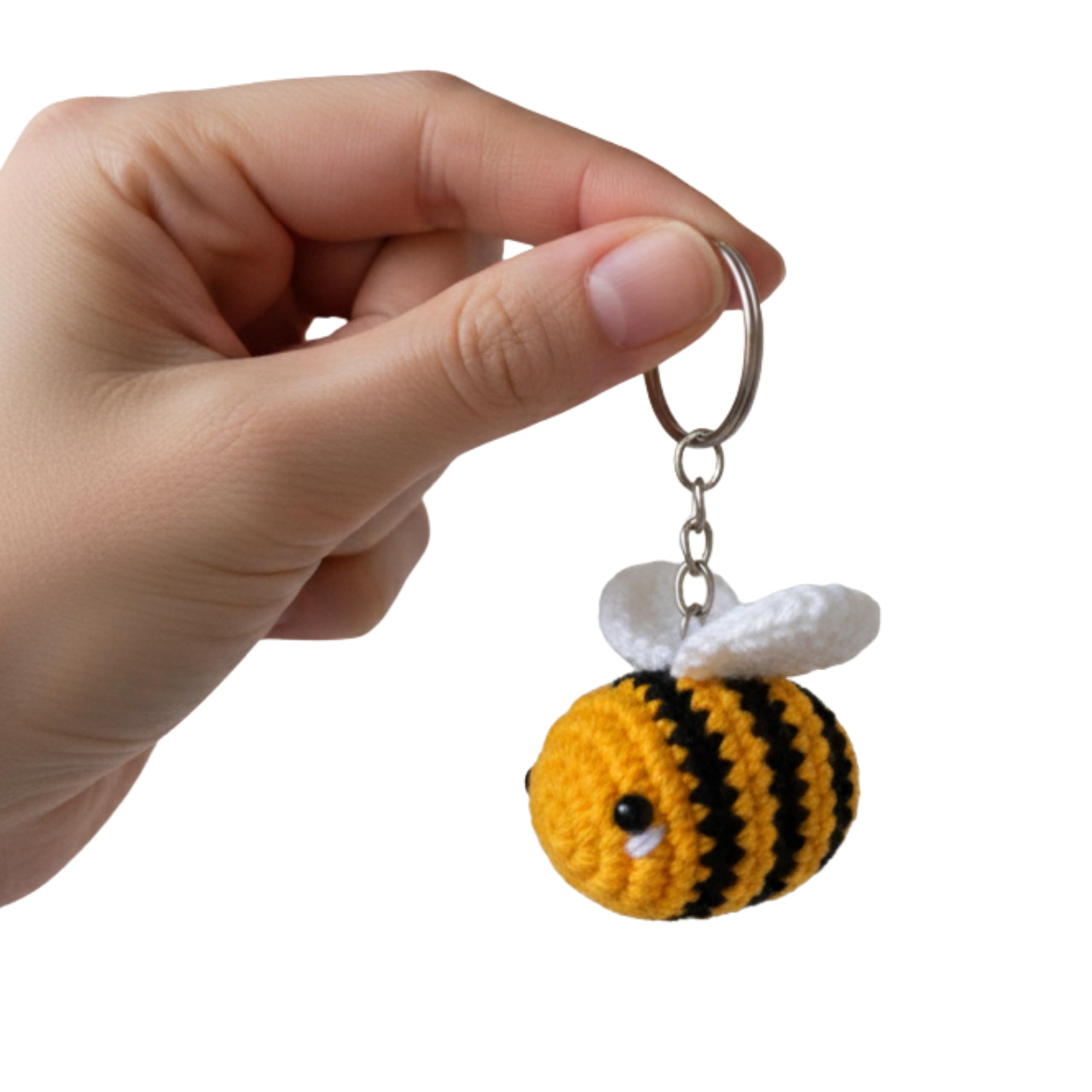 Handmade Crochet Bee Keychain - Cute Aesthetic Amigurumi Plushie Bag Charm for Girls & Women, Unique Soft Yarn Animal Keyring for Handbags, Backpacks & Car Keys, Kawaii Gift Item (Yellow & Black)-image-22