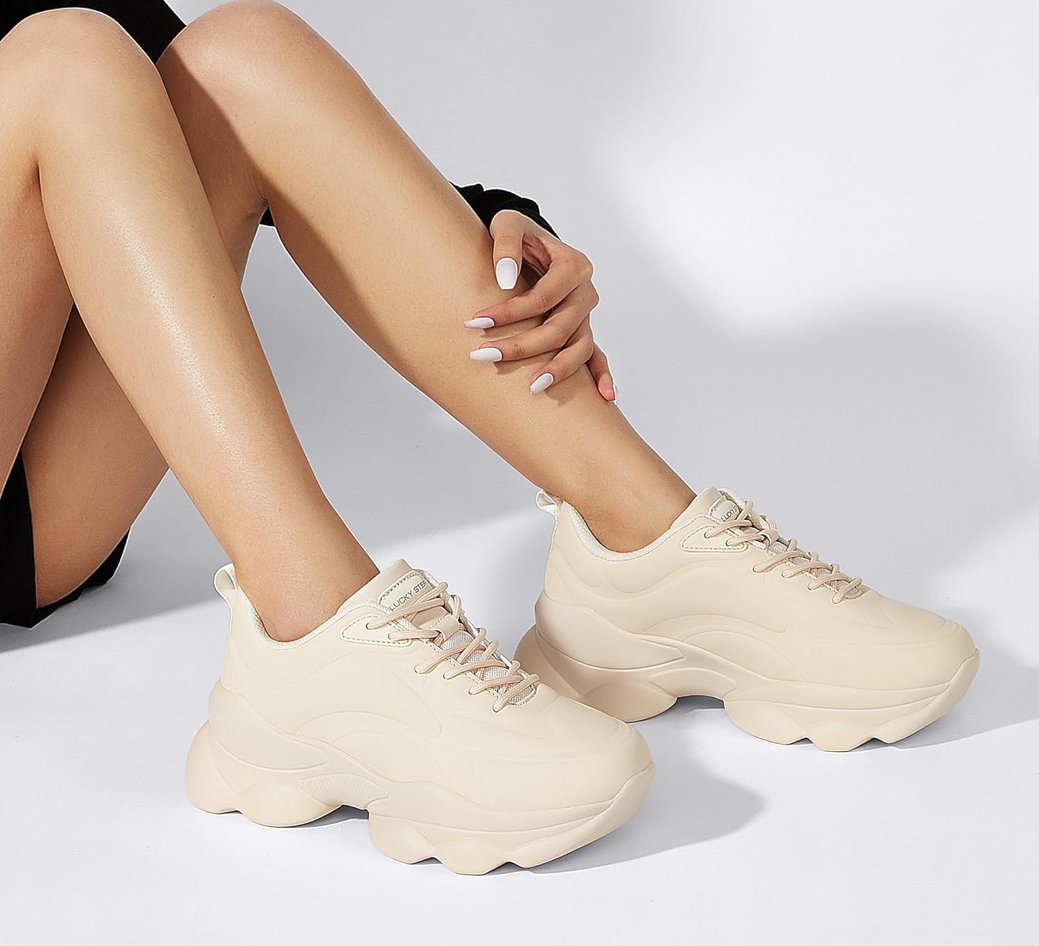 LUCKY STEP Women's 90s Chunky Sneakers Sparkly Bling Rhinestone Rope Platform Casual Thick Dad Rave Walking Shoes - Image 2