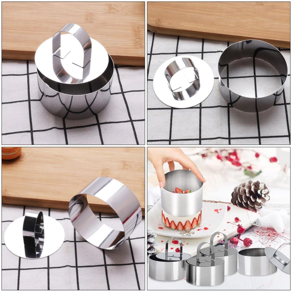 6pcs Stainless Steel round Cake Rings Mold for DIY Baking, Easy to Clean Dessert Mousse and Pancake Mold, for Family Gatherings and Baking Enthusiasts