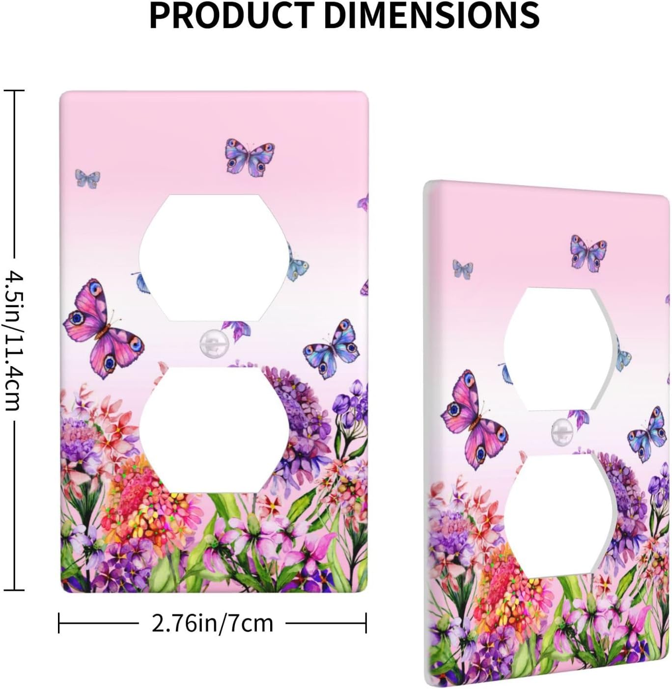 Butterfly Flower Pink Single Duplex Outlet Light Switch Plate Cover Decor Wall Plate Decorative Outlet Cover For Home Bedroom Kitchen 4.5 * 2.76 Inches