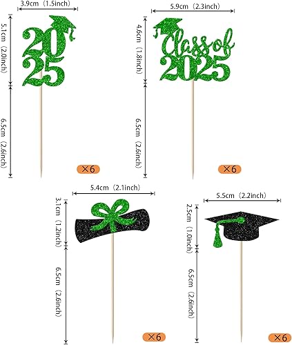 Miniatura 79 de Paquete de 24 adornos dorados para cupcakes de graduación 2025 con purpurina So Proud of You Done Diploma Graduation Cap Cupcake Picks Class of 2025