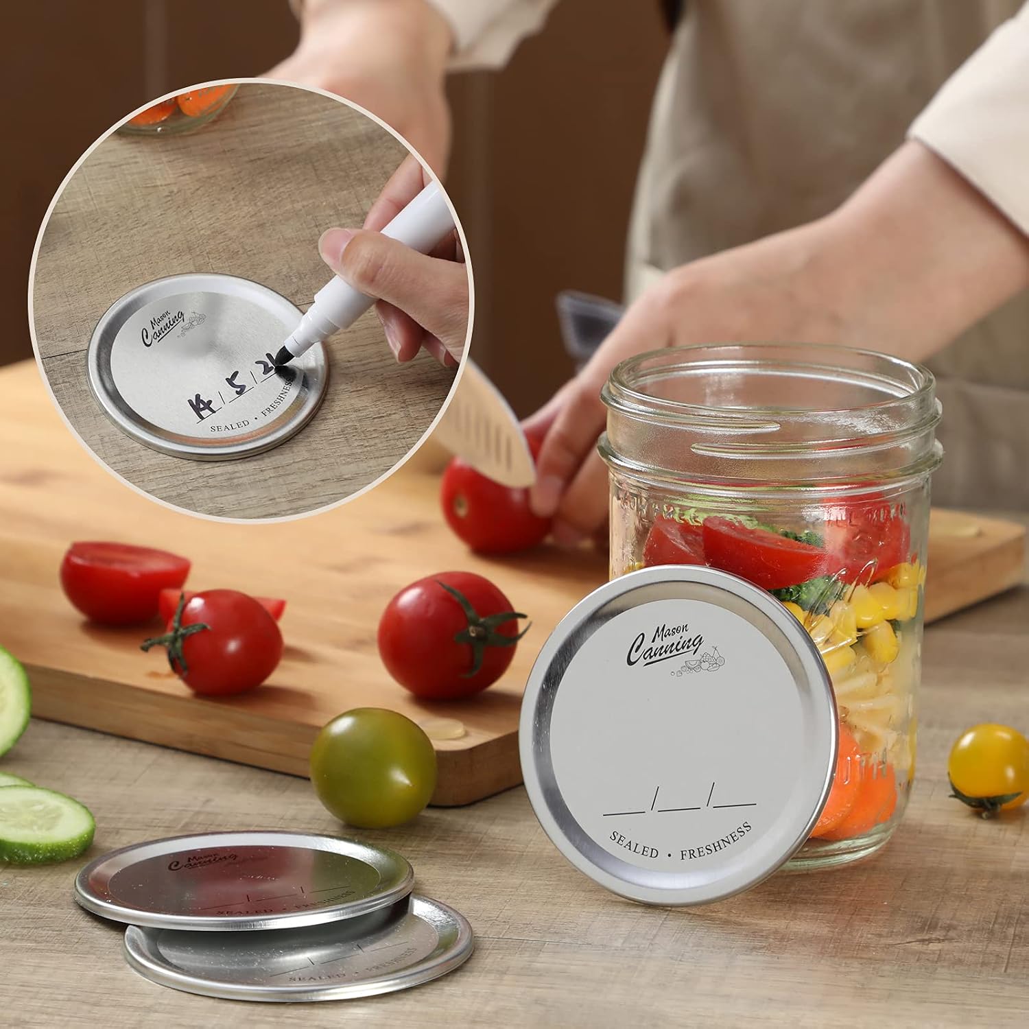 128 Count, WIDE Mouth Canning Lids for Mason Jars - Split-Type Metal Lid for BALL KERR Jar - Airtight Sealed - Food Grade Material