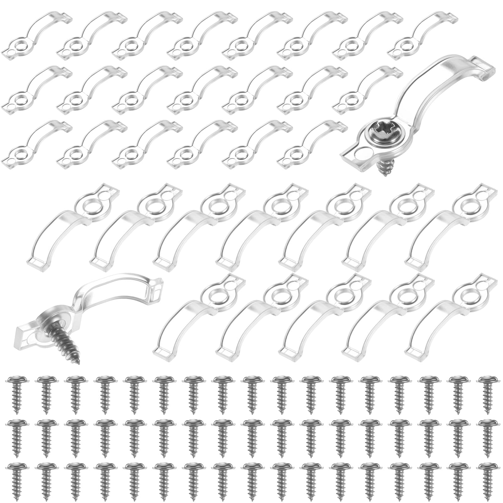 Nogeqi 100 Stück Led Strip Befestigung, Transparent Led Streifen Halterung, Kunststoff Leds Strips Befestigungsclips mit 100 Schrauben Enthalten für Leds Klebestreifen 8mm,9mm,10mm