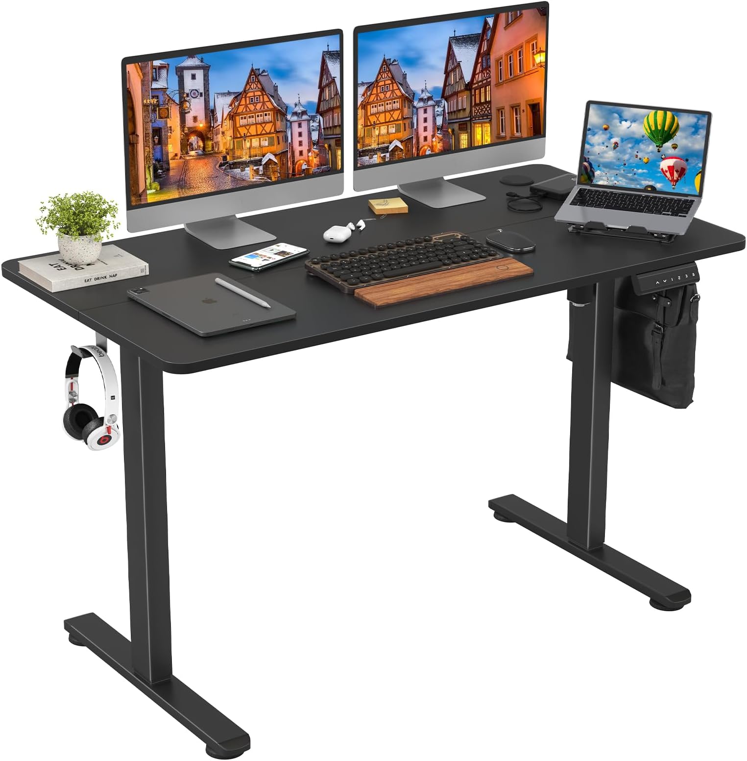 STARY Electric Standing Desk Adjustable Height Sit Stand Home Office Desk with Splice Board