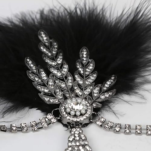 Miniatura 4 de Diadema de plumas de los años 20, accesorio para el cabello de gran Gatsby