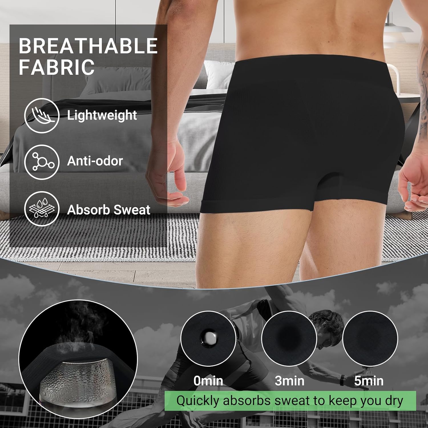 3 Pack Compression Shorts Men, Spandex Running Shorts Athletic Workout Sport Performance Baselayer Underwear