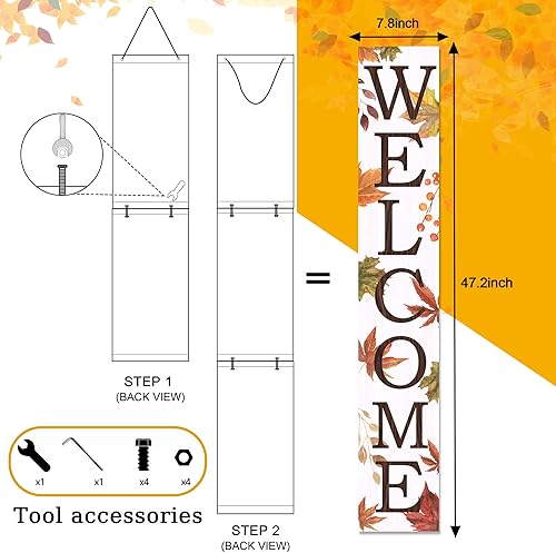 Miniatura 4 de Letrero de madera de otoño para porche de Acción de Gracias, decoración de puerta de bienvenida, otoño, de pie, para colgar en casa, puerta