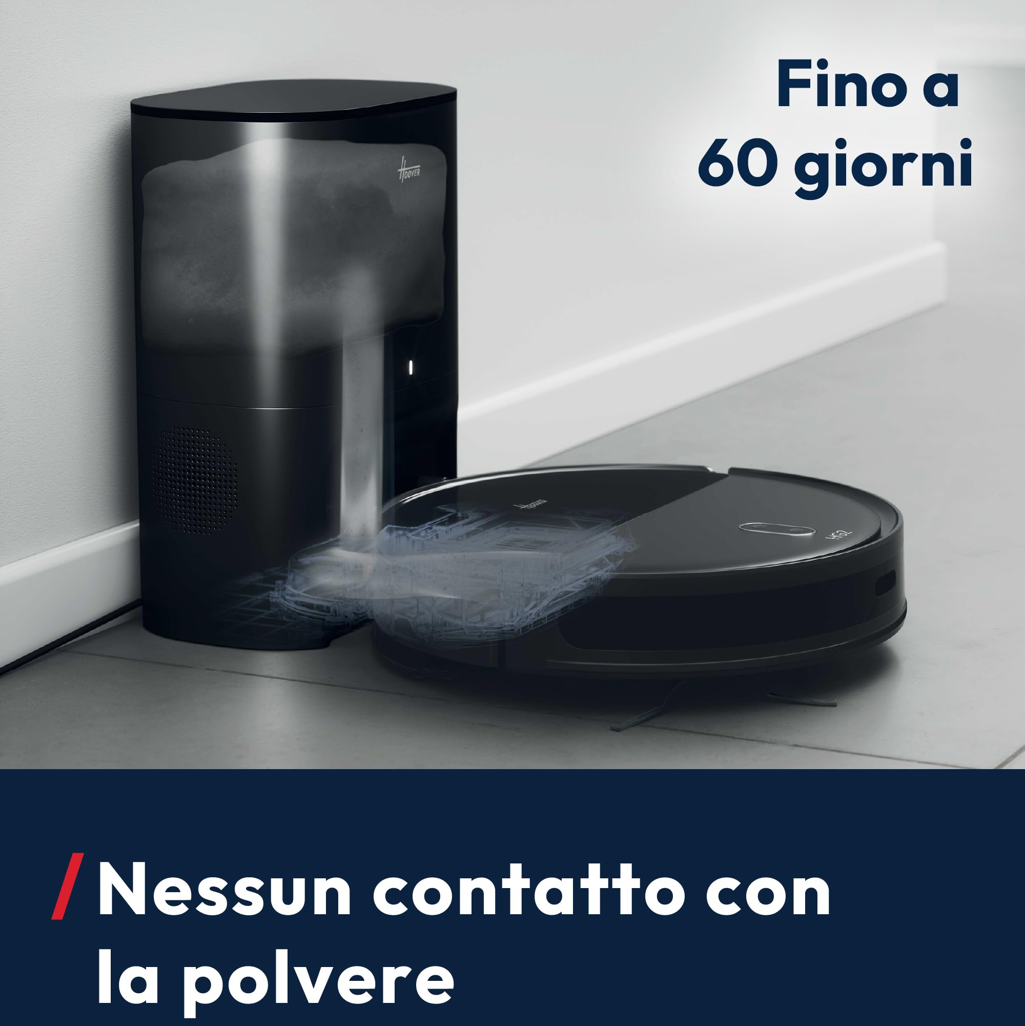 Hoover HG2 Hydro Pro Robot Lavapavimenti con Stazione Svuotamento | Ultra Sottile, Aspirazione 5000Pa, Auto-Svuotamento e Ricarica, Navigazione Laser, 160 Min Autonomia