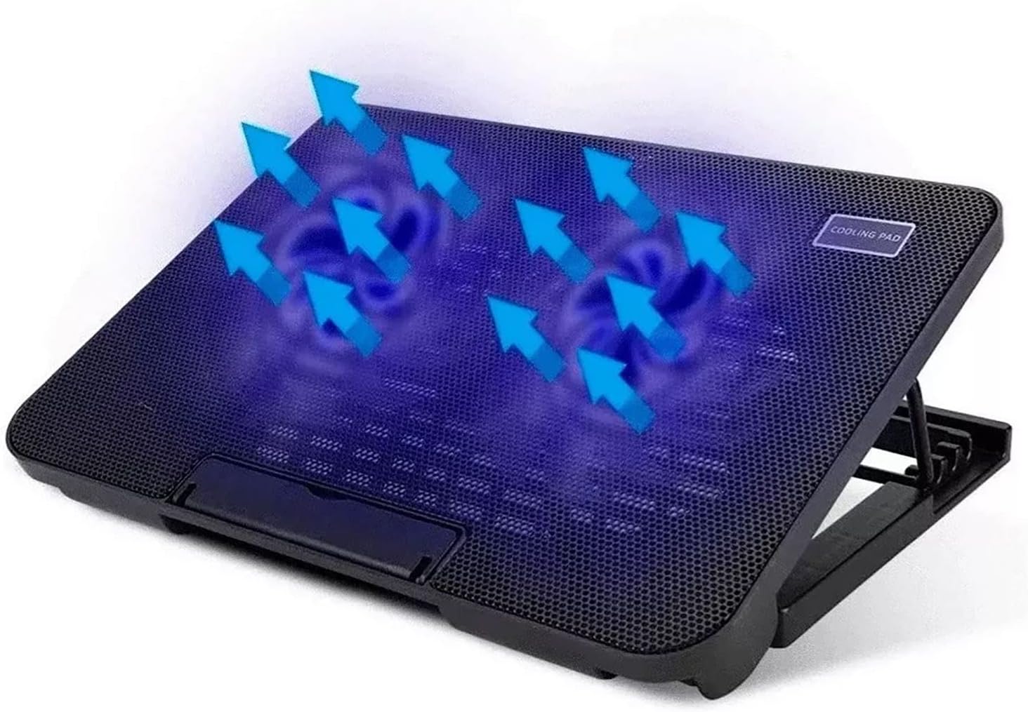 Laptop Cooling Pad, Gaming Laptop Cooler with Dual Fan for 14in 15in 17in Devices, USB Powered Adjustable Angle Lighting, Desk Or Lap Use