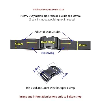 Fibbie A Sgancio Rapido Per Cinghie 1 Pollice - 2 Set Fibbie + 4 Slitte, Plastica Resistente, Per Zaini E Marsupi - Foto 1