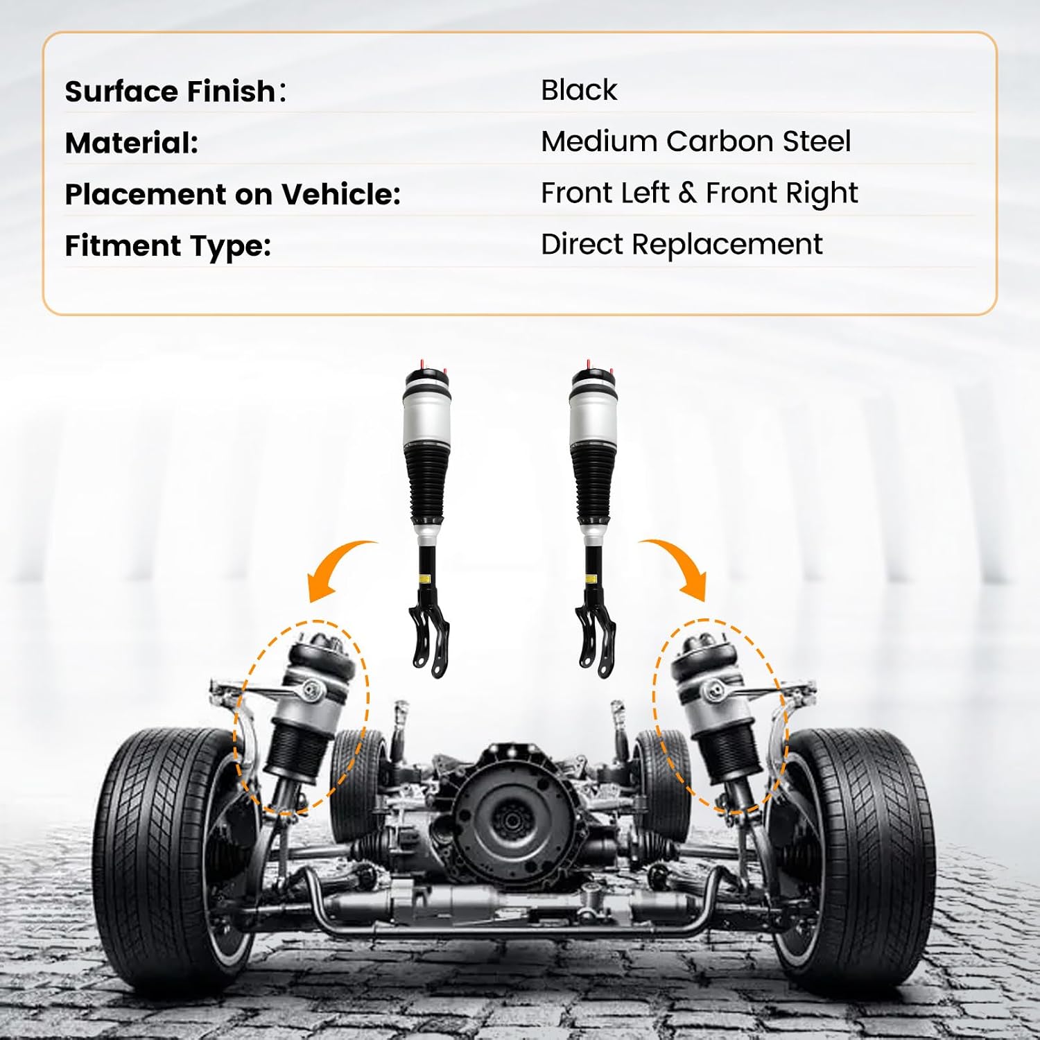 2pcs Air Suspension Struts fits for Grand Cherokee SRT SRT8 Laredo Limited Overland Summit 2011-2015 Replace OE 68029903AE 68029903AC 68029903AD, black
