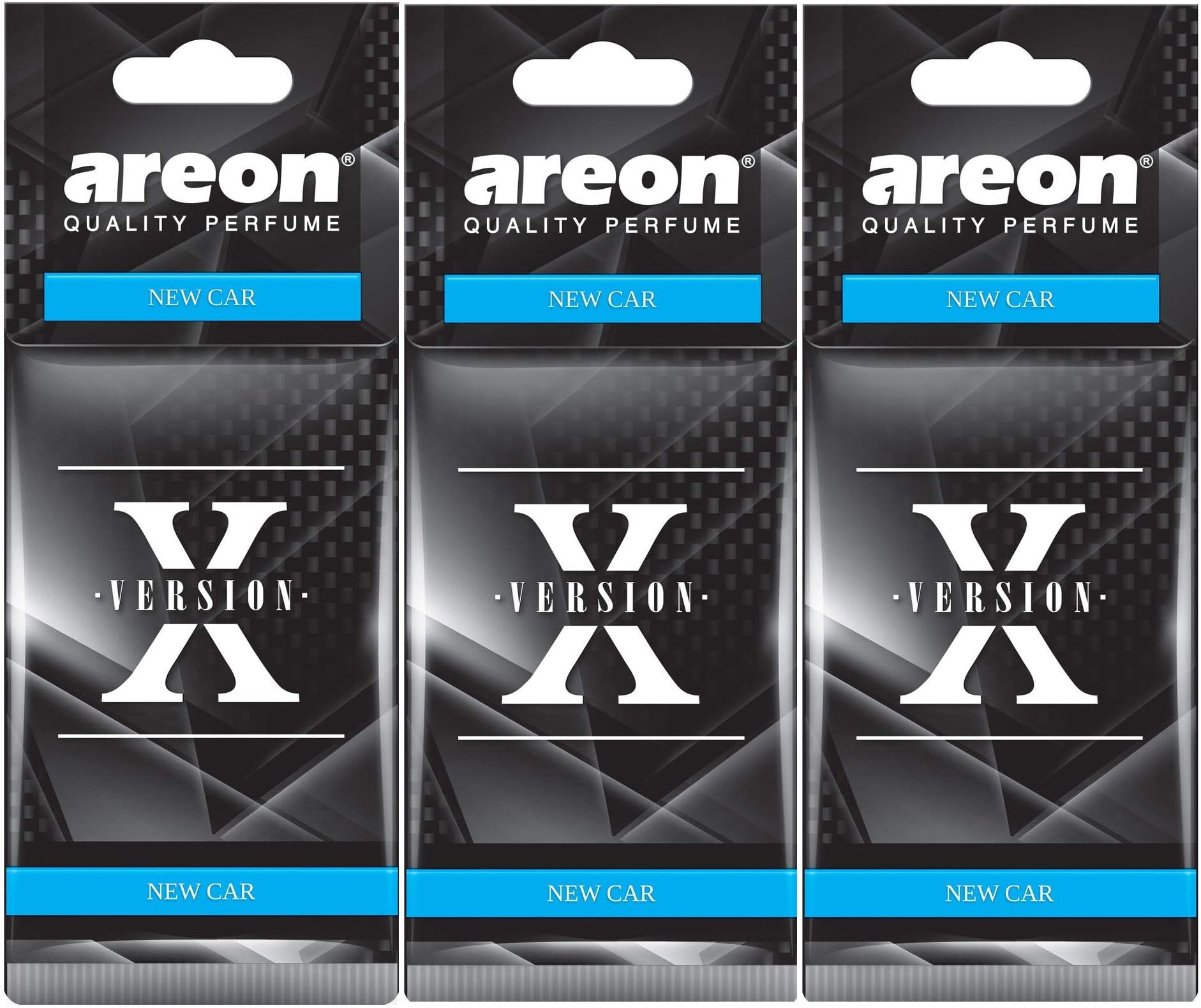 X Version Car Air Freshener New Car Smell Scent Rear View Mirror Hanging Black Blue Set Multi Pack of 3