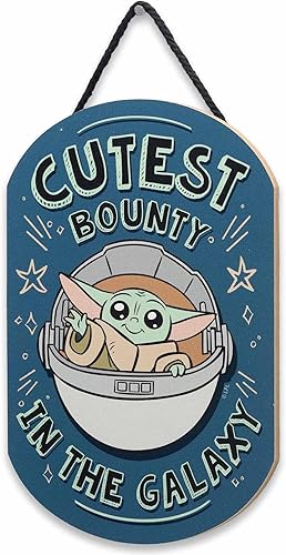 Miniatura 2 de Disney Star Wars The Child Cutest Bounty In The Galaxy - Decoración de pared de madera colgante - Lindo letrero de Grogu para dormitorio de niños o