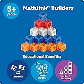 Learning Resources STEM Explorers MathLink Builders - 100 Pieces, Ages 5+ Kindergarten STEM Activities, Math Activity Set and Games for Kids, Mathlink Cubes Activity Set