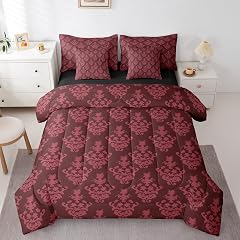 Erosebridal Gothic Bed in a Bag King Size Comforter Set 7 Pieces Adults Damask Bedding Sets Victorian Sheet