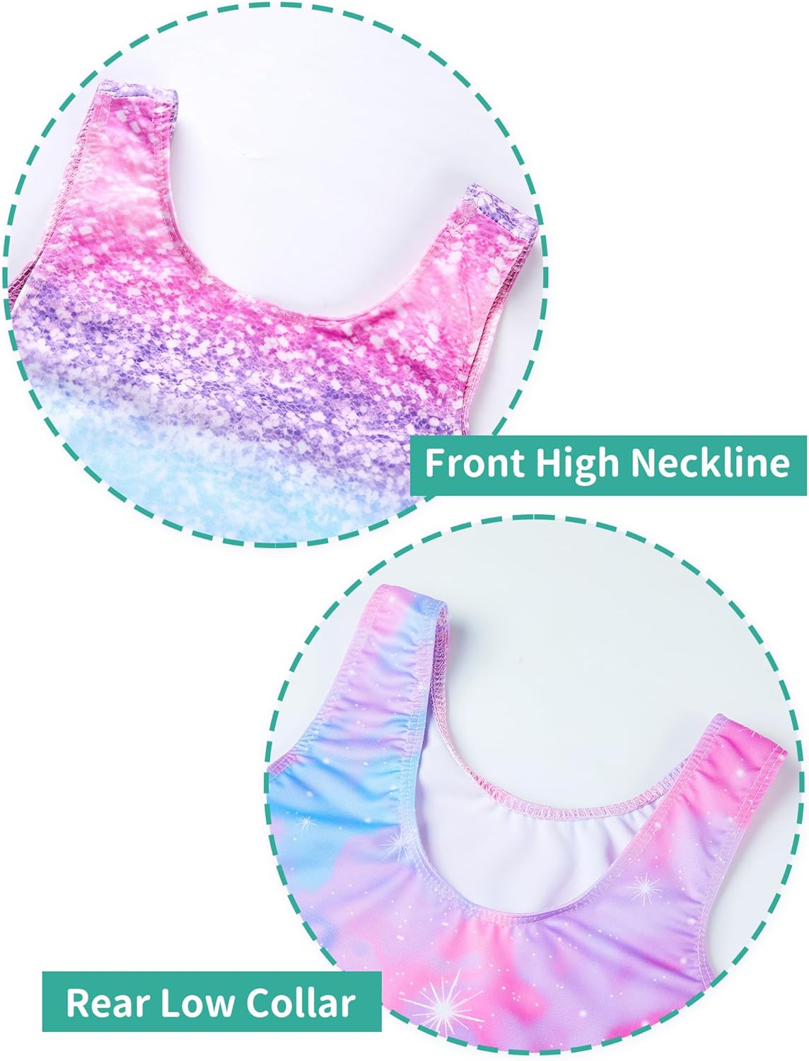 Nymphperi 2 Pack Gymnastics Leotards for Girls Cute Biketards with Shorts Kids Sleeveless Unitard Dance Sportswear - Image 3