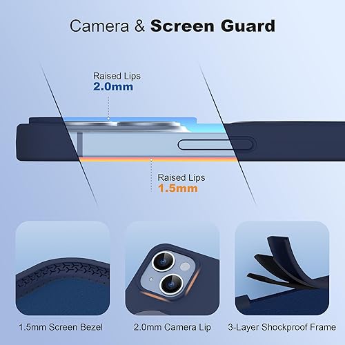 Miniatura 4 de Funda para iPhone 13 y iPhone 14 con soporte de anillo magnético de silicona de 6.1 pulgadas para mujeres y hombres compatible con MagSafe