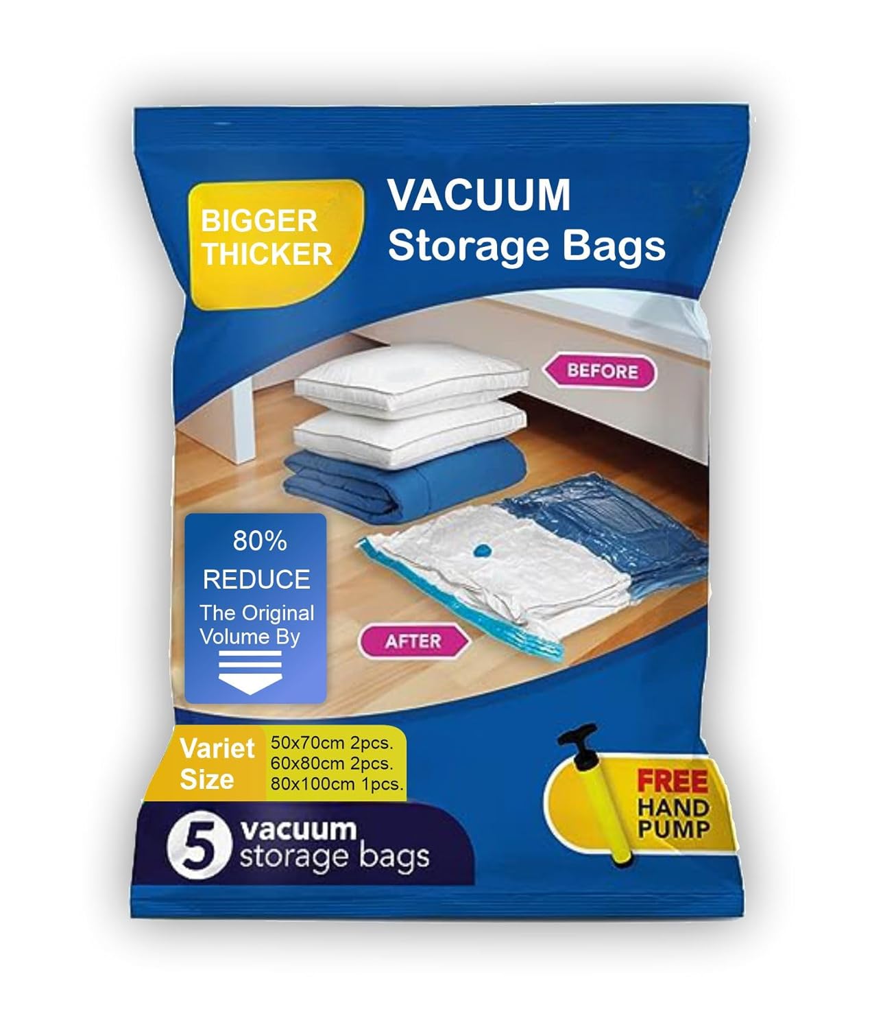 Nyaira Vacuum Bags For Clothes With Pump Compression Bags For Travel