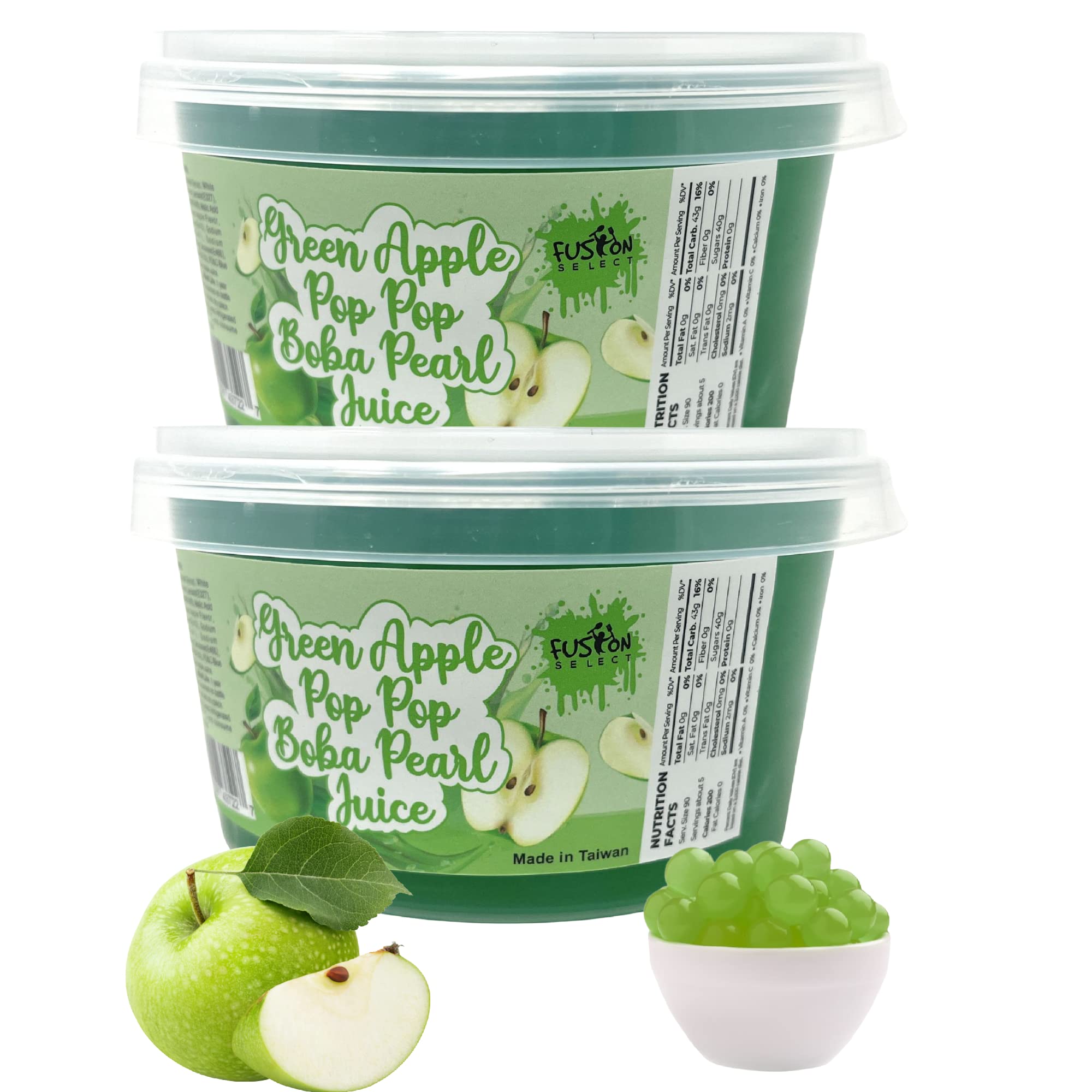 Fusion Select 2 Packs Green Apple Boba Bursting Boba Popping Boba Pearls Fruit Tea Snack Toppings