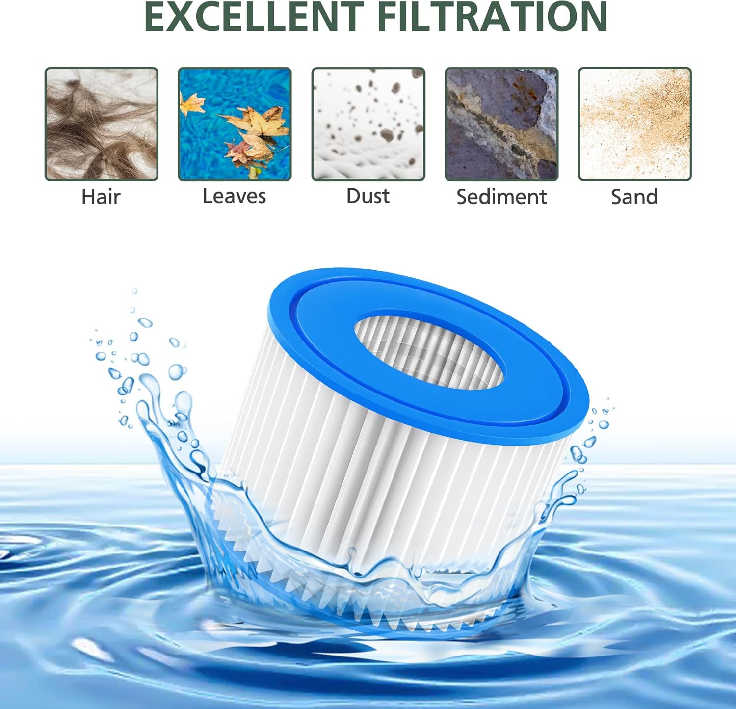 isinlive 6 Pack Type VI Hot Tub Filter and SPA Filter Replacement Compatible with Lay-Z Spa, Intex, Coleman SaluSpa, Swimming Pool Filter Cartridge - Image 3