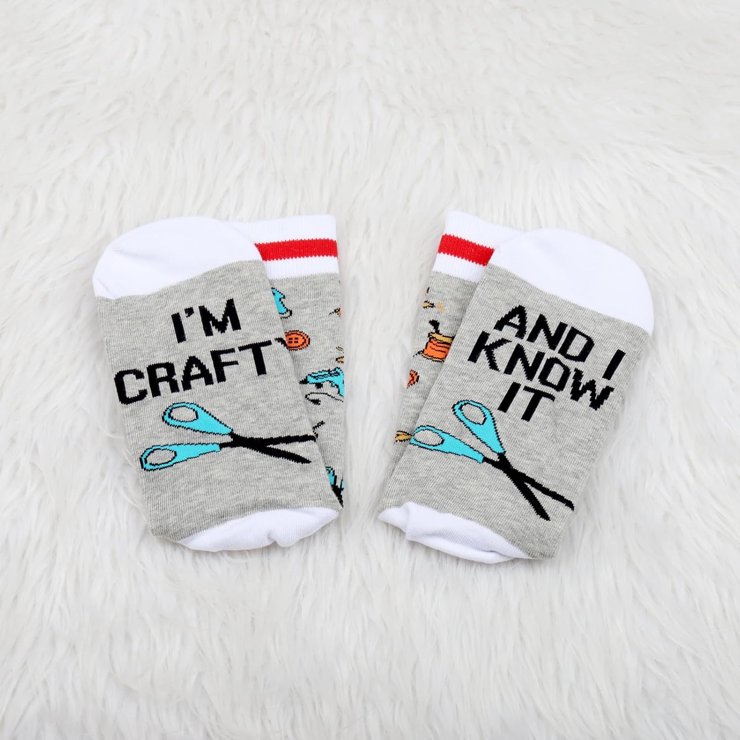 PXTIDY 2 Pairs Crafting Socks Craft Lover Gift Crafter Socks Crafter Mom Gift - Image 6