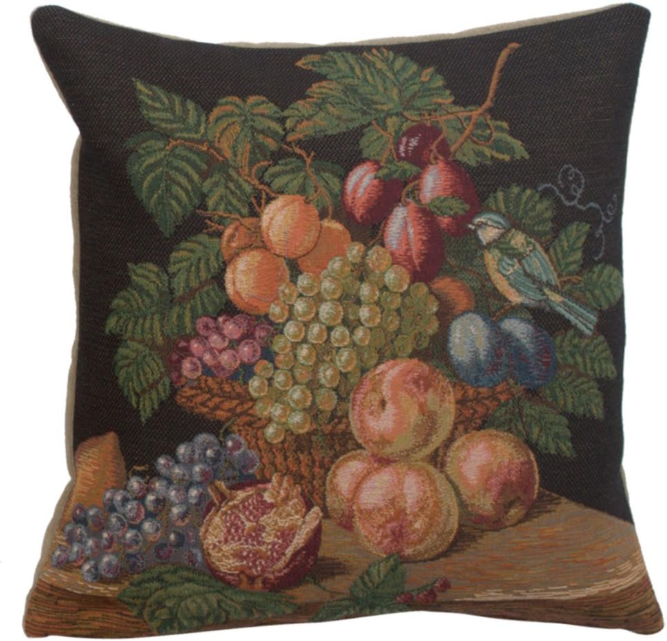 Fruit Basket French Tapestry Cushion - 19 in. x 19 in. Cotton/Viscose/Polyester by Charlotte Home Furnishings