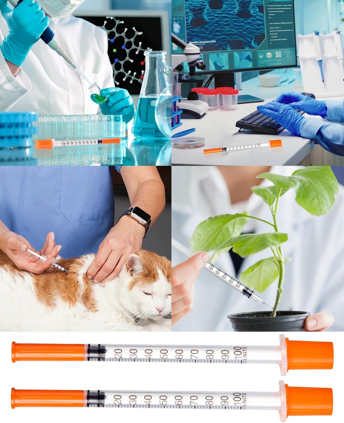 30PACK 1ml/cc Syringe, U-100 31G 5/16" (8mm) Disposable Syringe, Individually Wrapped Lab Supplies