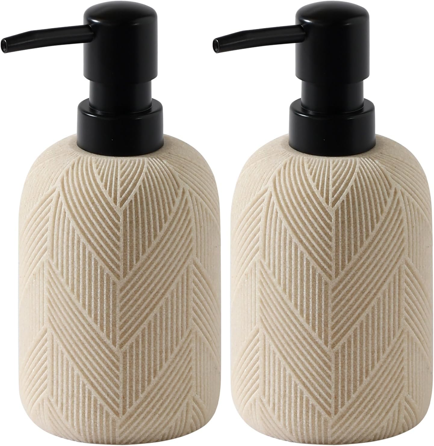 Soap Dispenser 300ML 10.15OZ, 2pcs Luxurious Stripe Beige