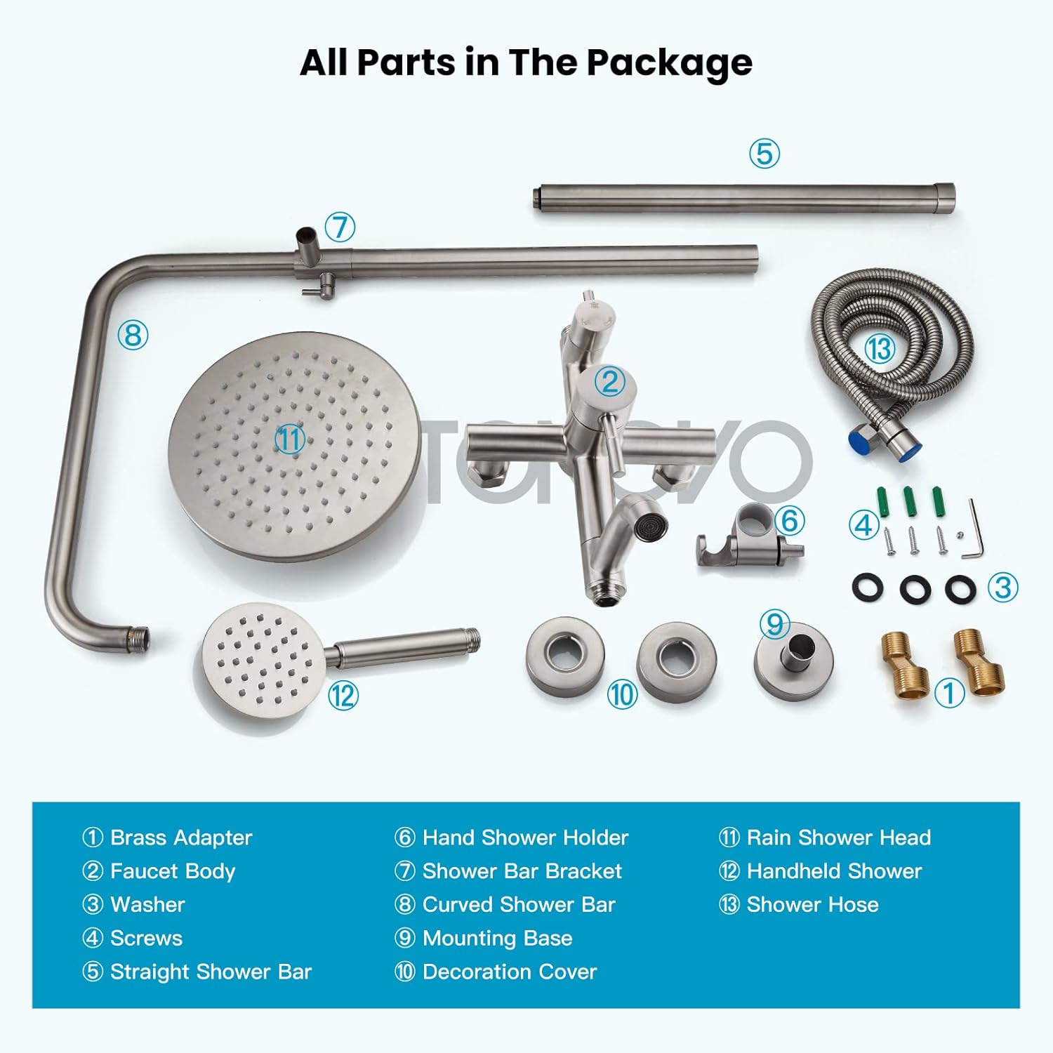 Authentic Crazy Deals Stainless Steel SUS304 Silver Shower faucet Set Wall Mount Triple Function Shower System 8 inches Shower Head Bathroom Adjustable Hand Spray Rainfall Brushed Nickel Shower Faucet Complete Set